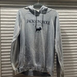 Distressed Jackson Hole hoodie, it is pilling but still cute and soft.